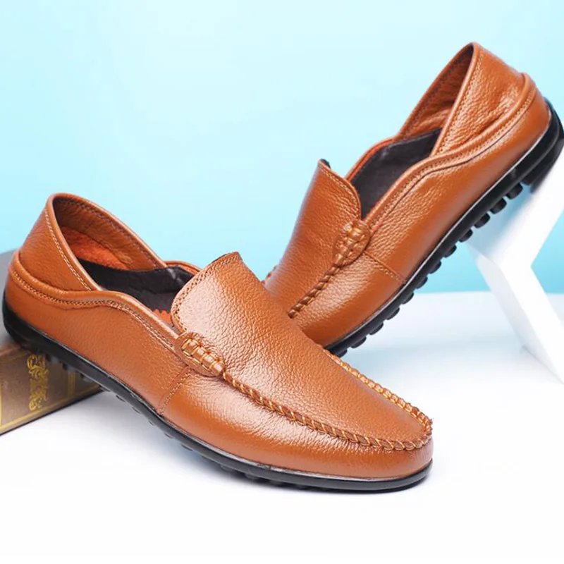 

2020 high quality leather men's Doudou shoes pure manual sewing soft sole men's leather shoes leather men's shoes Lefu shoes