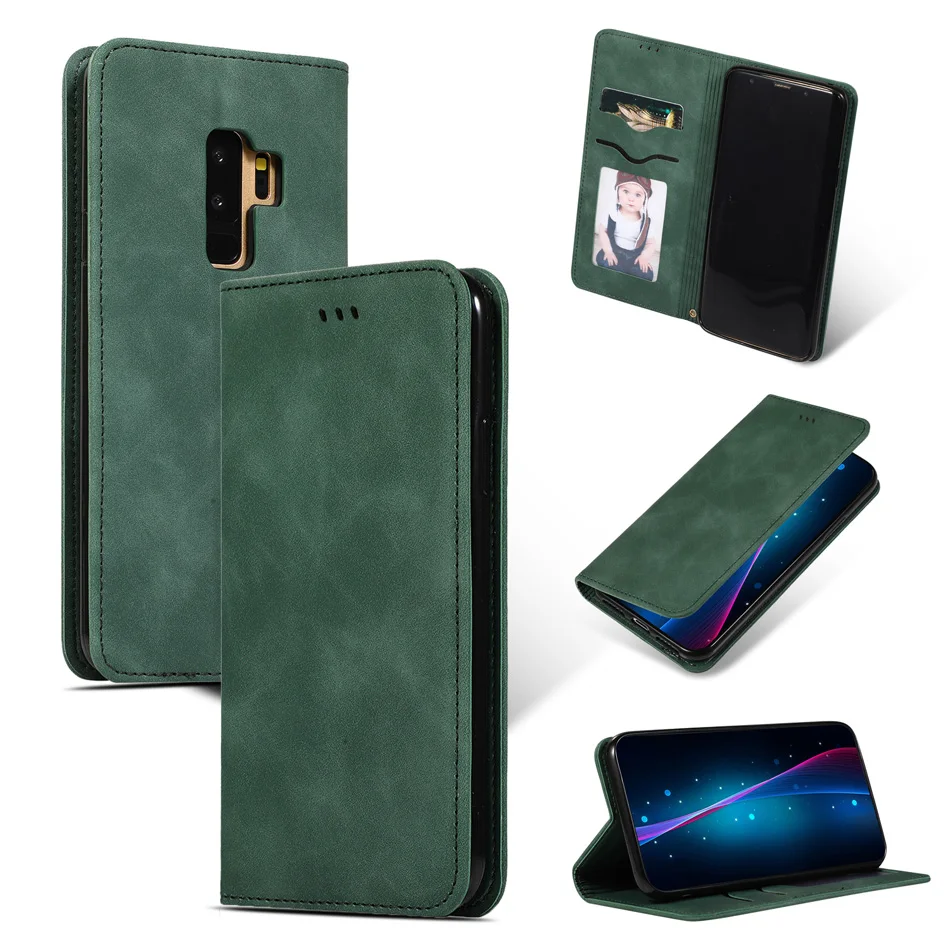 Роскошный сенсорный флип-чехол для samsung S9 Plus S9+ SM-G965F, деловой кожаный чехол для Galaxy S9 SM-G960F, чехол-кошелек из ТПУ