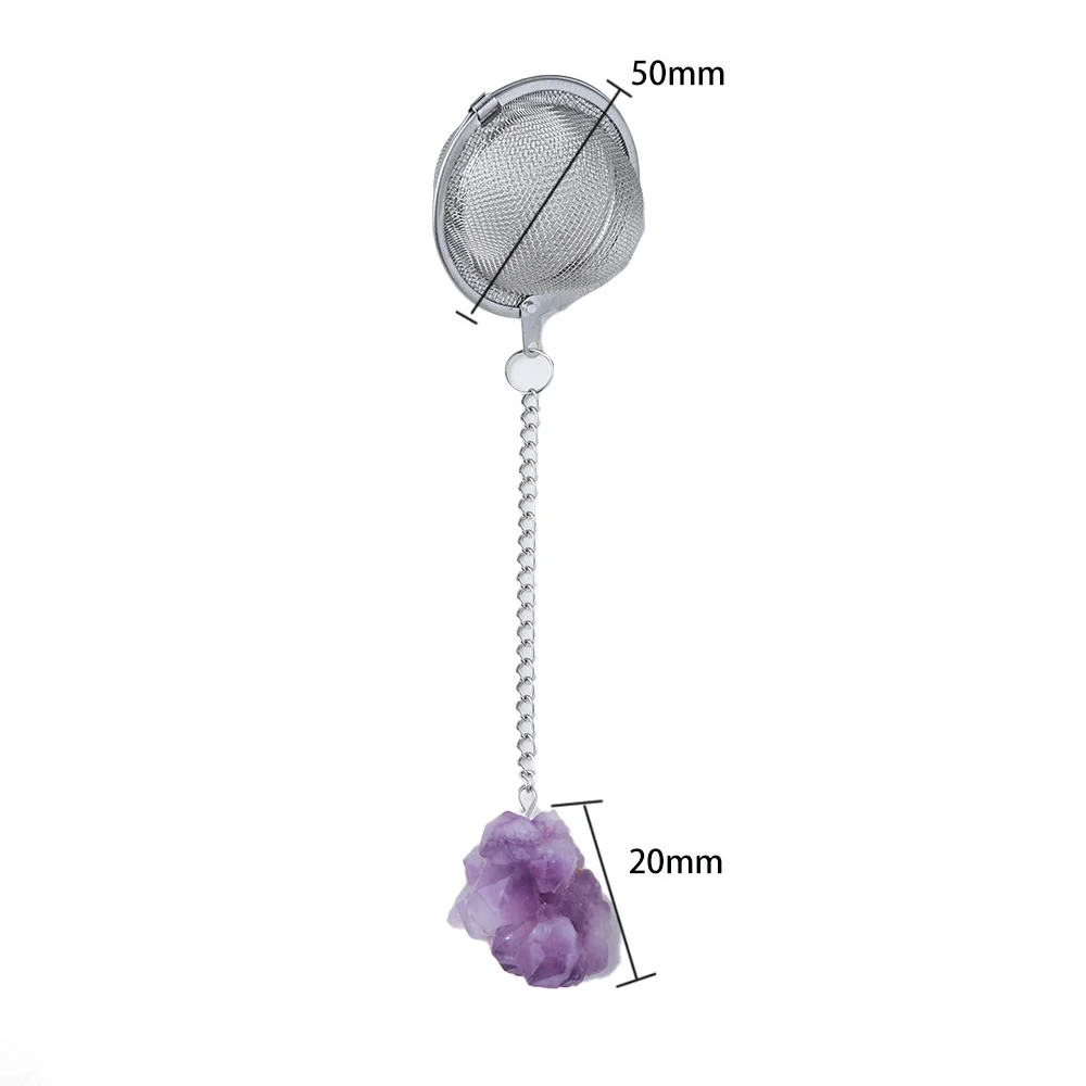 Natural Crystal Amethyst tooth flower Tea filter accessories decoration 304 stainless steel tea making tools gifts
