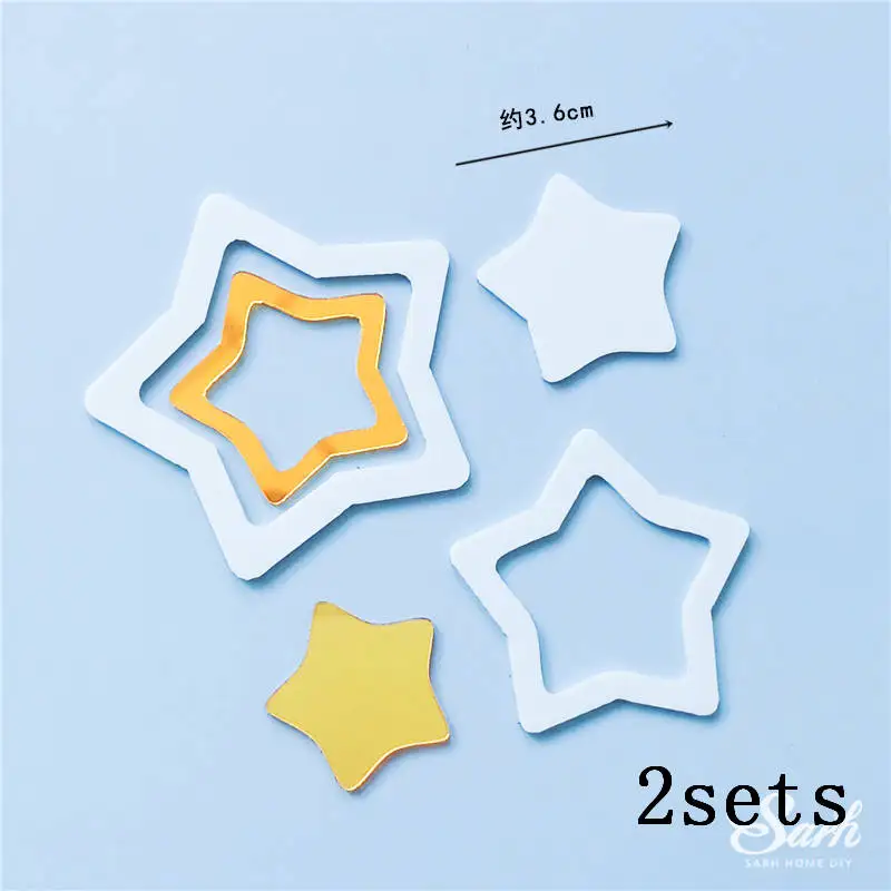 Bow Tie Hedgehog Wedding Decoration Ferris Wheel Star Happy Birthday Cake Topper for Party Baking Supplies Anniversary Love Gift - Цвет: 2sets hollow star C