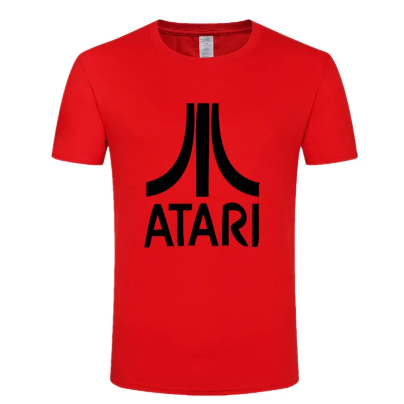Новинка, распродажа, Мужская футболка ATARI, Мужская одежда, Забавные футболки с принтом, повседневные топы с коротким рукавом, хлопковая футболка для мужчин - Цвет: Red and  black