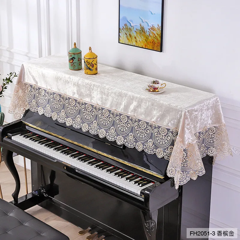 Proud Rose кружевная ткань для крышек пианино 90*220 см, одноцветное полотенце для фортепиано, скандинавское электрическое покрывало для пианино, тканевая пылезащитная крышка - Цвет: Champagne