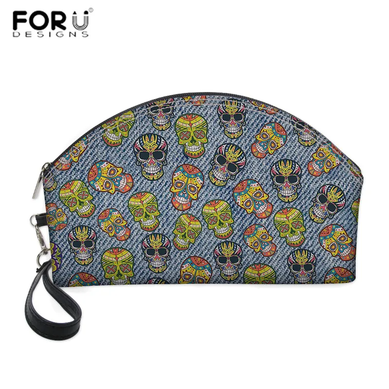 FORUDESIGNS Cartoon Skull Printed Cosmetic Bag Organizer Case Necessaries Travel Women Make Up Toiletry Tote Clutch - Цвет: CC1949Z9