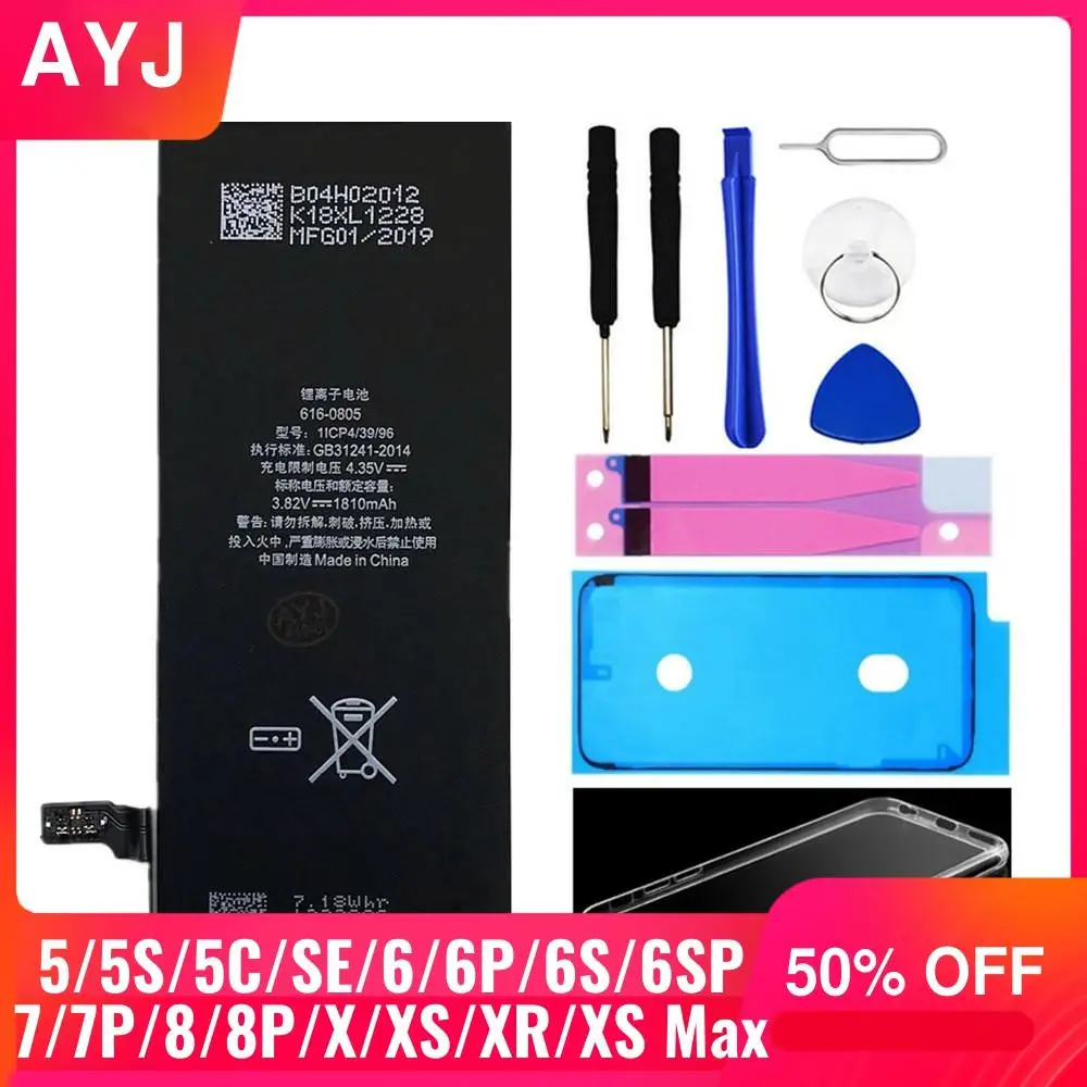 AYJ абсолютно новый AAAAA качественный аккумулятор для iPhone 6S 6 5 5S X SE 7 8 Plus XR Xs Max