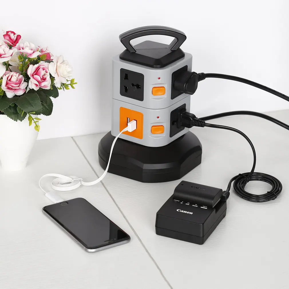 Вертикальный мульти-разъем два слоя с Doulbe USB зарядное устройство интеллектуальная розетка UK вилка защита от перегрузки светодиодный дисплей