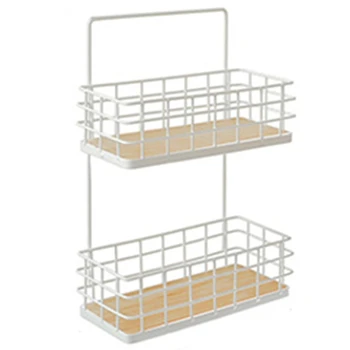 

Multi-Functional Wall Mount Iron Storage Rack for Kitchen Storage Spice Jars Makeup Wall Shelf Bathroom Toiletries Organizer Whi