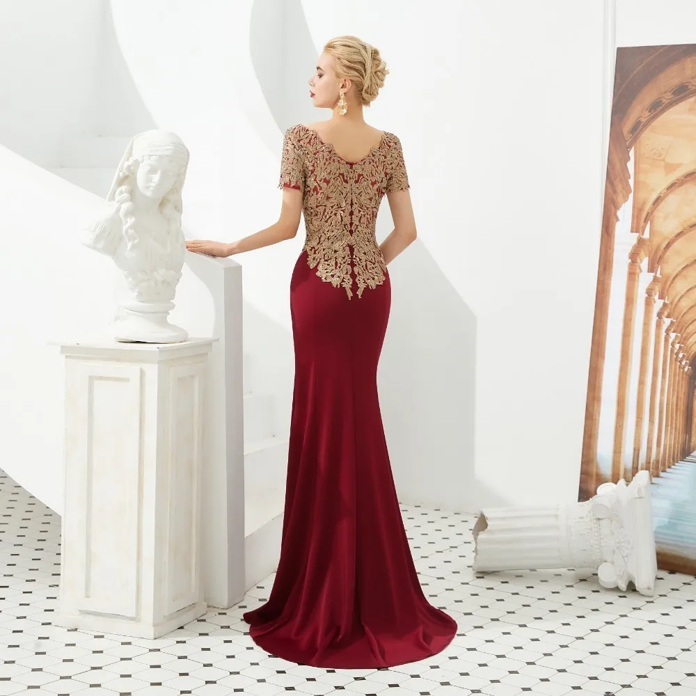 Vivian's Bridal 2019 винтажная бусина лист с аппликацией и юбкой-годе платье выпускного вечера элегантное с коротким рукавом развертки поезд длиной