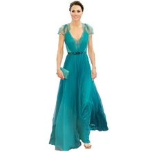 Сексуальные Платья с v-образным вырезом и рукавами-крылышками, синие вечерние платья Kate middleton Jenny Packham, зеленые платья знаменитостей