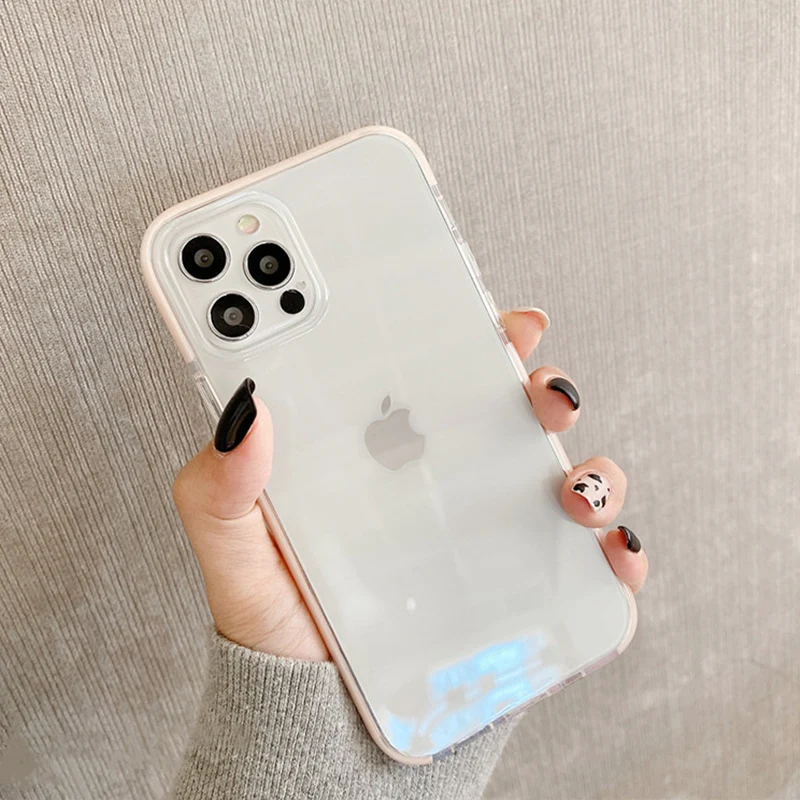Transparent Anti-fall silicone Case for iphone 12 12Pro Max 11 11Pro Max XR XS XS Max for iphone SE 7 8 Plus Protective capa