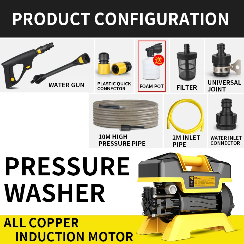 MGN-X1 Home Car Wash Machine Portable Car Wash Artifact 220V High-pressure Automatic Car Washing Machine Water Gun 350L/H 3