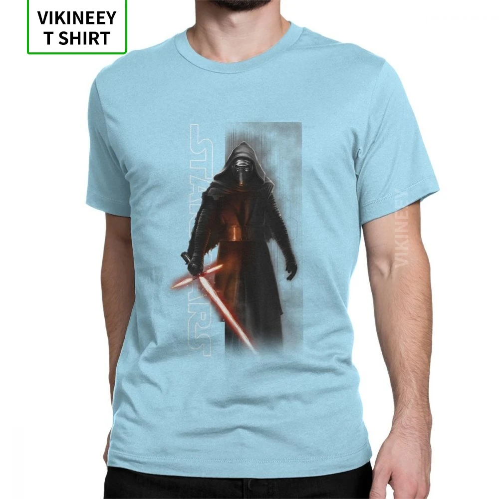 Звездные войны, серия, футболка для мужчин, The Force Awakens Kylo Ren Shadows, футболка для мужчин, обычные топы, потрясающие футболки, хлопковая футболка из ткани - Цвет: Небесно-голубой
