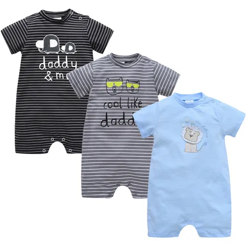 11909499 New Baby Boy Girl Rompers 3 pcs Cotton Short Summer Clothes 0-3 months Newborn body bebe Jumpsuit - Цвет: 11909499