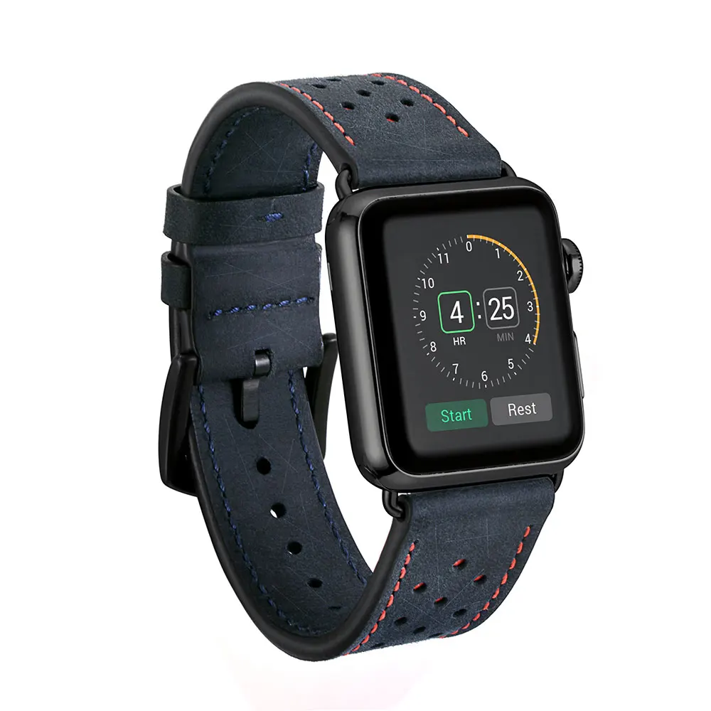 KISSCASE ретро кожаный ремешок для Apple Watch 4 3 2 1 42 мм 38 мм деловые ремешки для Nike+ Apple Watch 4 3 40 мм 44 мм браслеты - Цвет: Blue