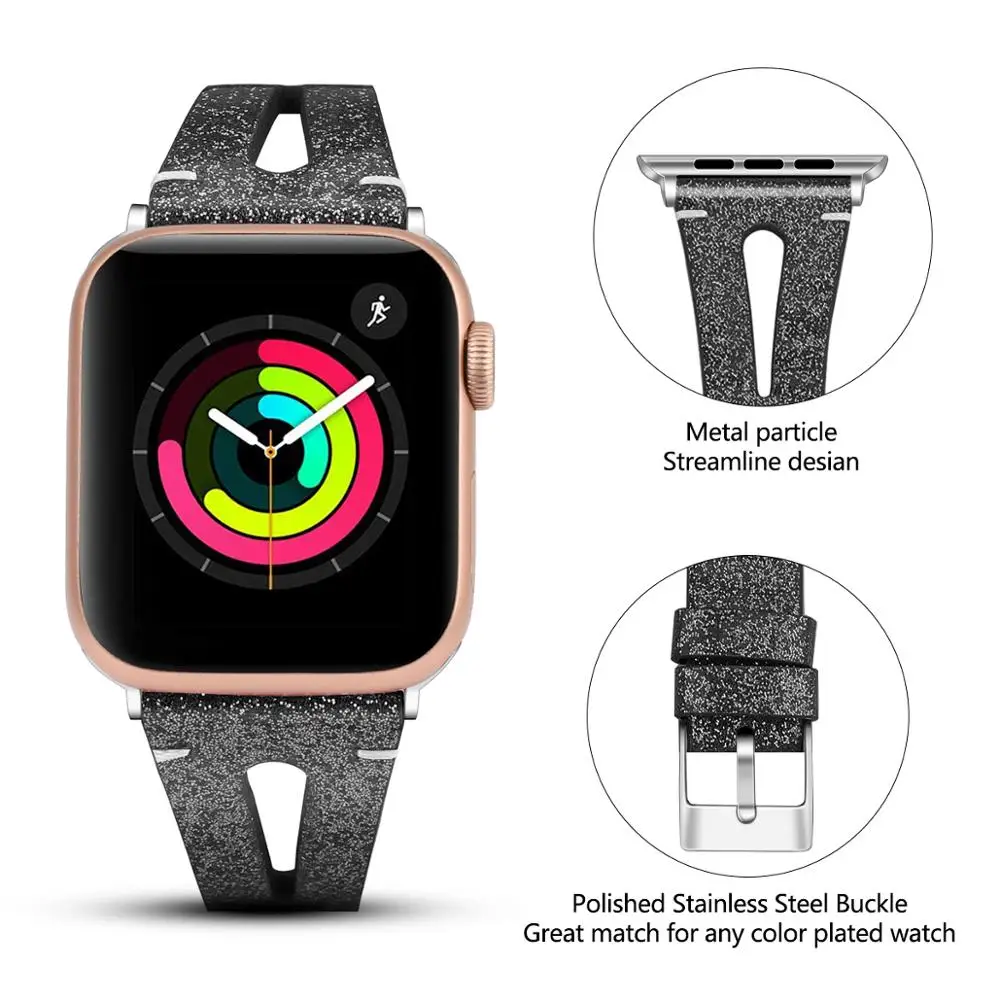 Ремешок кожаный для Apple Watch Band 38 мм 44 сменный браслет Iwatch Series 4/3/2/1 83004|Ремешки часов|