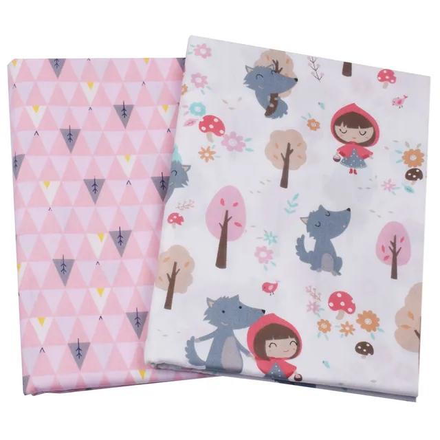 2PCS Cat Dog Animals 100% Cotton Fabric For Kids,Sewing Quilting Bed Sheet Fat Quarters Textile Fabric For Baby Child 5