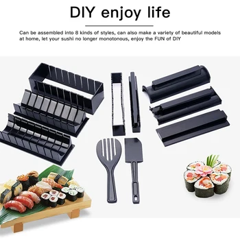 

10 Pcs/Set DIY Sushi Making Kit Roll Sushi Maker Rice Roll Mold Sushi Tools Kitchen Tools Japanese Sushi Cooking Tools New