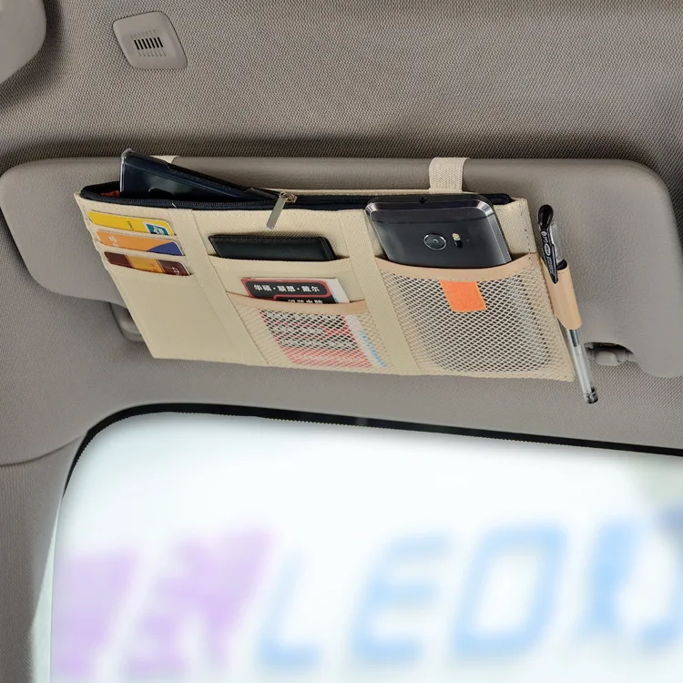 29*14cm Interior Accessories Auto Sunshade Cover Car Sun Visor CD Holder Phone Hanging Bag