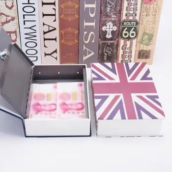 

1piece Creative Color Key Lock Money Pot Small Key Book Safe Travel Money Jewelry Safety Simulation Book Piggy Bank