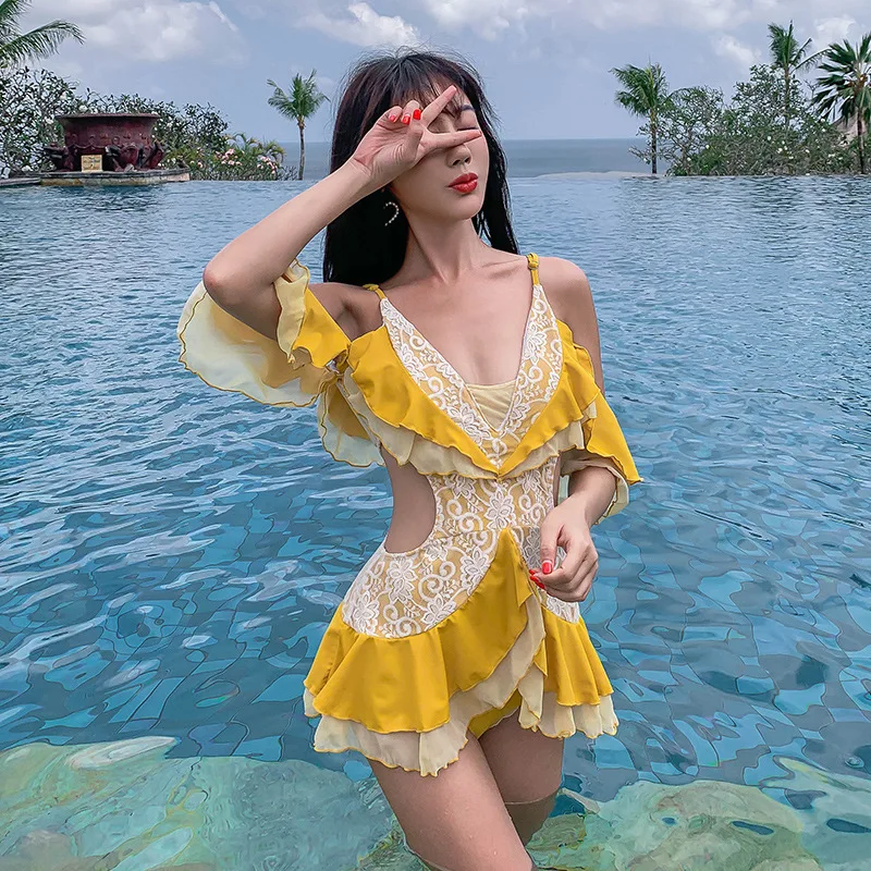 One Piece Bathing Suit Swimsuits Woman Swimming Swim Wear Swimsuit Fairy Fan Covering Sexy Lace Falbala Floral Polyester One Piece Bathing Suit Swimsuits Woman Swimming Swim Wear Swimsuit Fairy Fan Covering Sexy Lace Falbala Floral Polyester