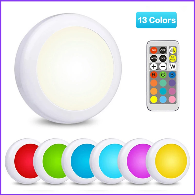 

BRELONG LED Cabinet Night Light 13 Color RGB Colorful Dimmable Bar Ambient Lamp Counter Lighting Remote