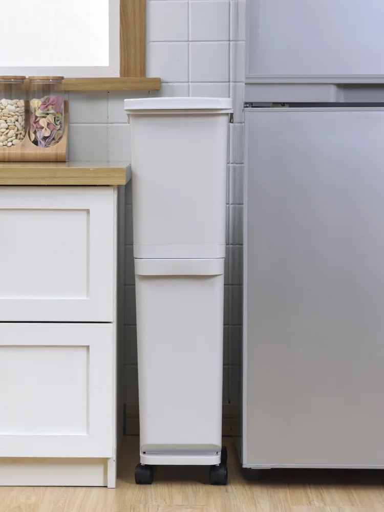 Poubelle,Grande poubelle Double couche à 23 niveaux avec pédale de stockage, pour la cuisine et