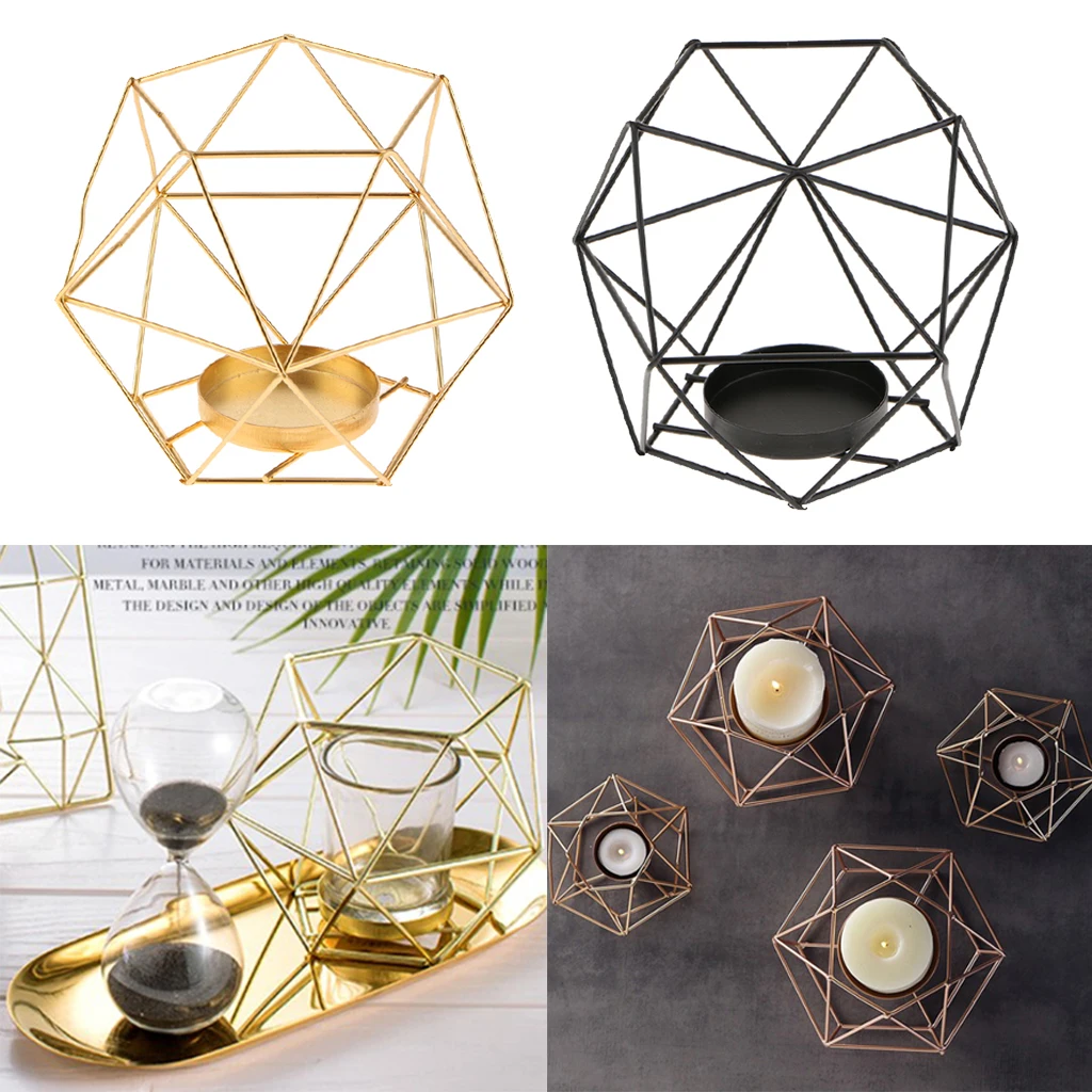 8x Nordic Style Geometric Candle Holder Iron Tea Light  Candlestick Tabletop
