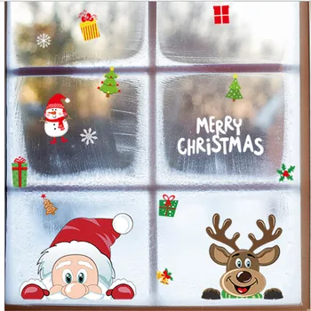 

1sheet Elk Santa Window Glass Sticker Christmas Decorations for Home 2021 New Year Gift Navidad Kitchen Refrigerator Stickers