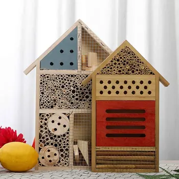 

Insect Box Practical Wall Mount Home Hotel Shelter Beekeeping Tools Habitat Tree Hanging Wooden Bee House Outdoor Garden Feeding