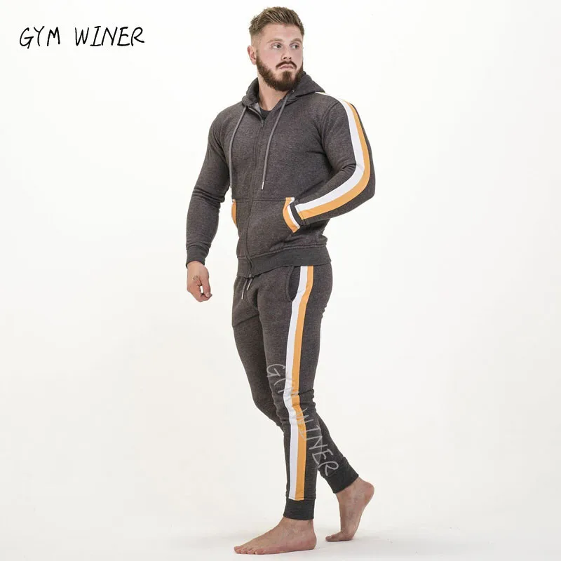 

Winter 2020 Mens Sports Suit Zipper Casual Hooded Sweater Jacket Men's Fleece Sweater Set Running Suit Men's Sports Workout Suit