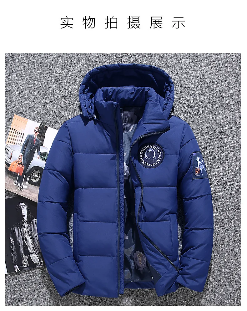 New Men White Duck Down Jacket Males Hooded Down Long Sleeve Hoodey Coat Men Winter Thick Clothes Casual Outerwer Parkas M-3XL