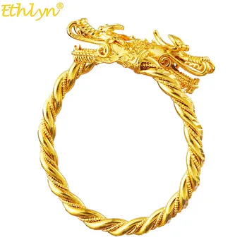 

Ethlyn Gold Color Fashion Punk Dragon Cuff Bracelet for Women Men Bangles Cool Bracelets Men Wristband Jewelry Gifts B199