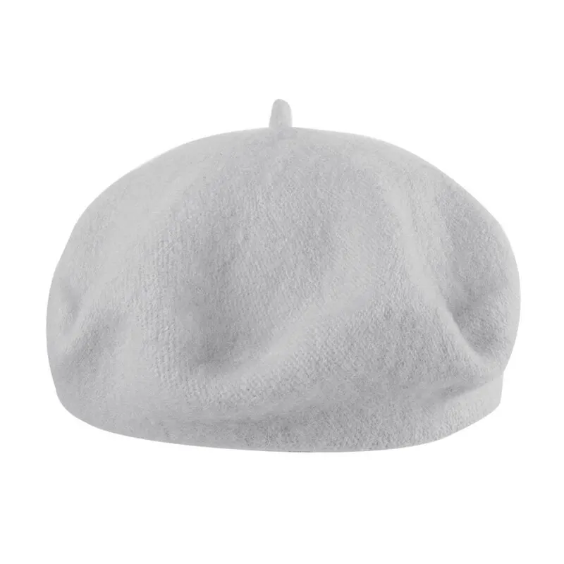 light gray DIHOPE, теплая зимняя женская уличная шапка, шапка для женщин, берет для девочек, одноцветная, французская, Boinas De Mujer, шапка для художника, женская, винтажная - Цвет: light gray