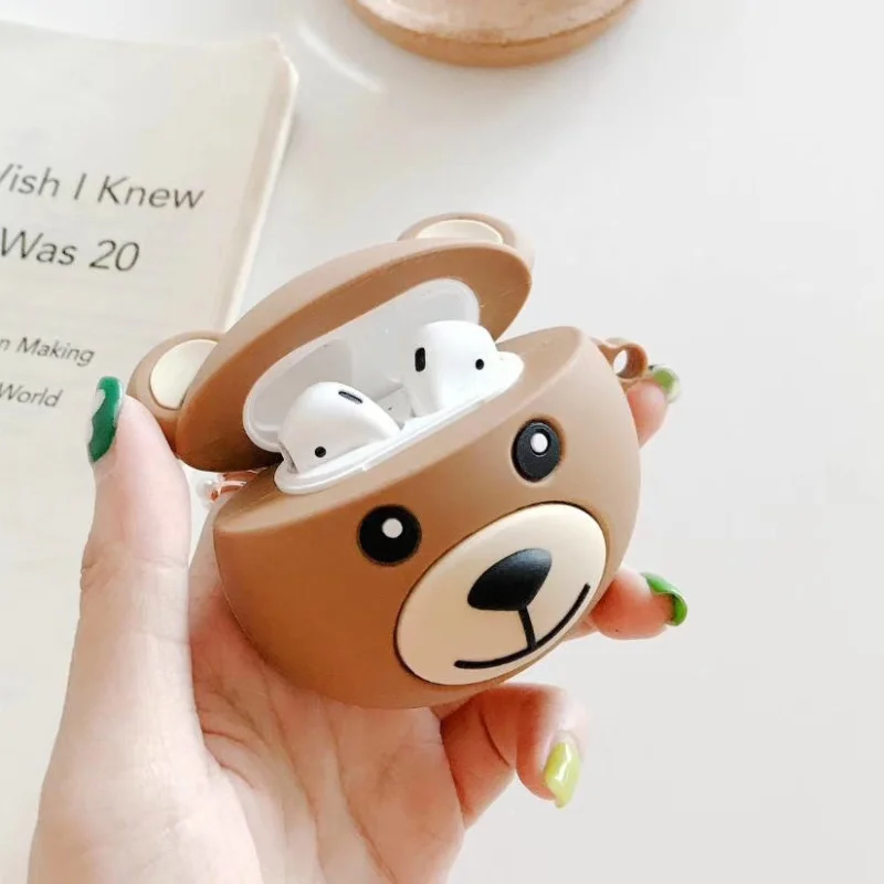 Чехол для наушников с изображением милой собаки медведя коровы для airpods, чехол для Apple, беспроводная Bluetooth гарнитура, мягкая оболочка