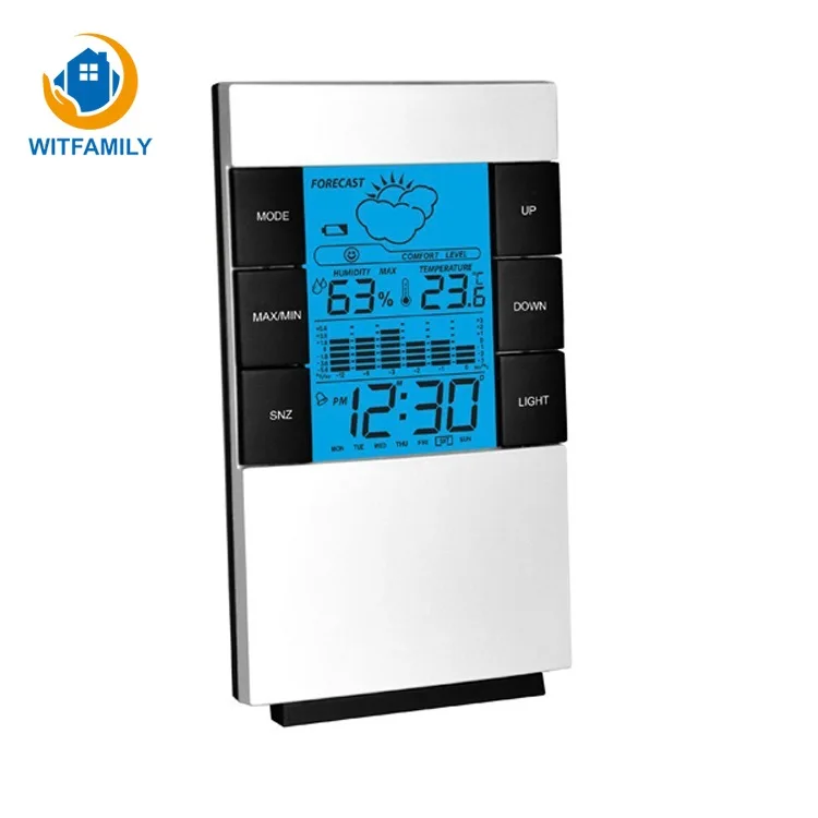 

Hot Weather Clock LCD Electronic Clock Air Temperature and Humidity Time Meter Calendar Alarm Clock Blue Screen Alarm Clock