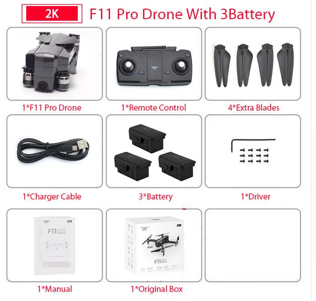 Дрон F11 Pro Дрон с GPS с Wifi Fpv 1080 p/2 k Hd камера F11 бесщеточный Квадрокоптер 25 минут время полета складной Дрон Vs Sg906 - Цвет: F11 pro 3 battery