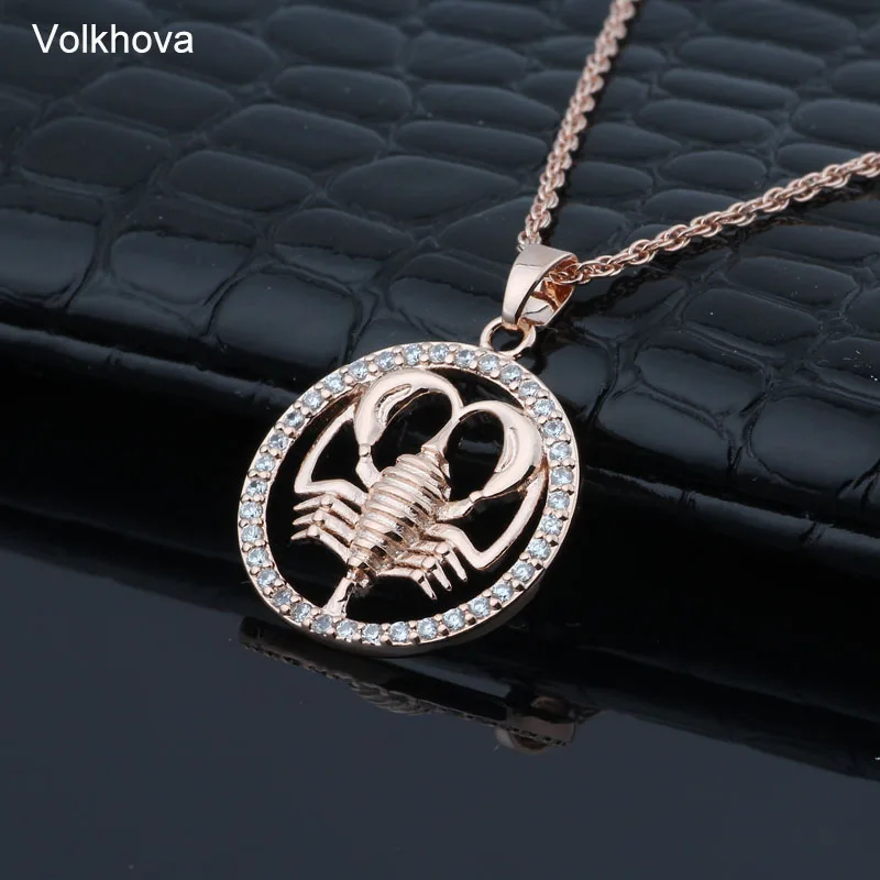 

12 Zodiac Constellations Pendant Necklaces For Women Men Rose Gold Color Cubic Zirconia Jewelry