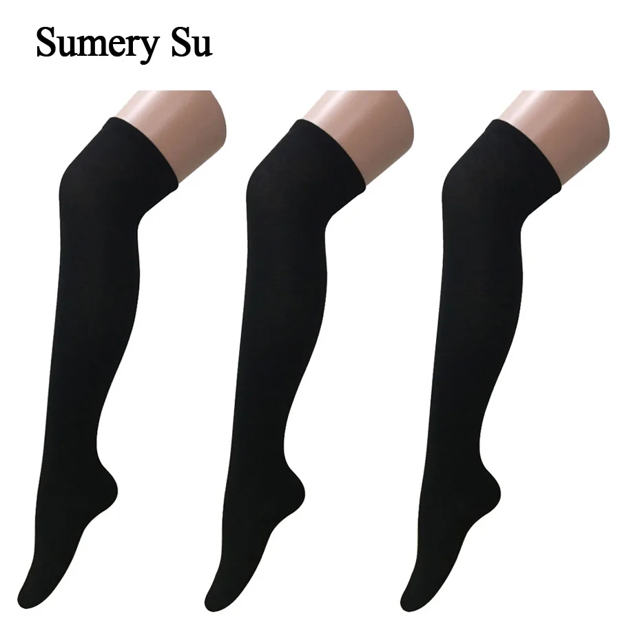 1 Pairs Stockings Socks Women Thigh High Over Knee Cotton Solid 3 Colors Sexy Cute Slim Ladies Girls Spring Autumn Winter Hot | Женская