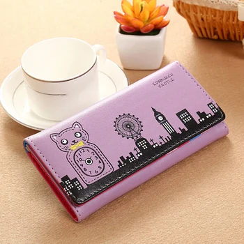 

Fashion Women's Wallets Soft PU Leather Cats Animal Pattern Casual Lady Coin Purse Handbags MoneyBags Wallet Burse Bags
