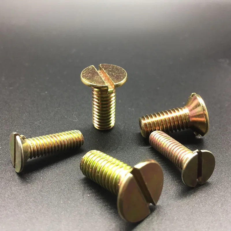 20pcs M6 Slotted countersunk screws one word flat head screw mechanical bolts carbon steel color