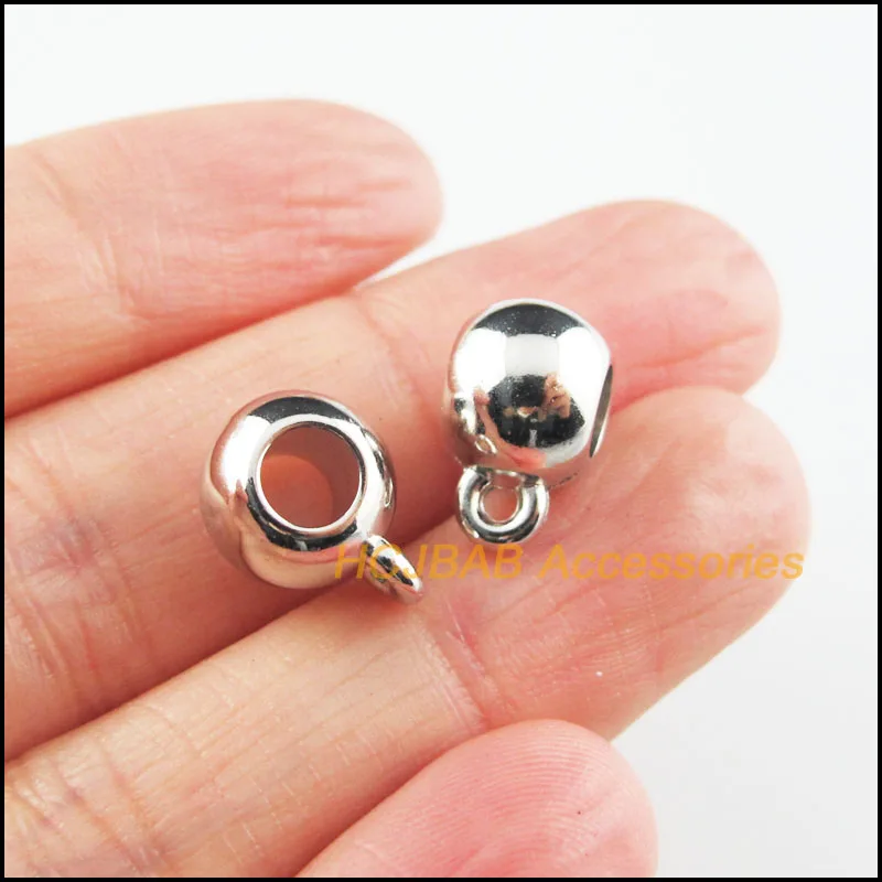

70 New Round Spacer Beads Charms Acrylic Fit Bracelet Dull Silver Plated 10x13mm