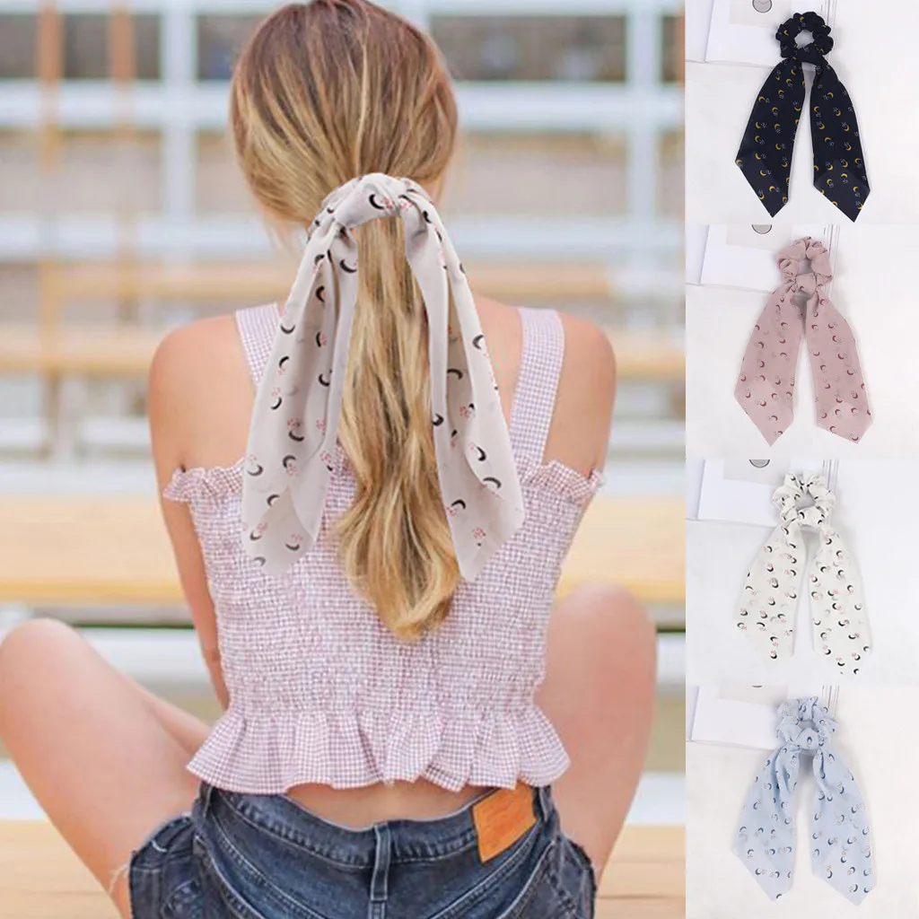 Bow Fabric Hair Ring Fashion Ribbon Girl Hair Bands Scrunchies Horsetail Tie Headwear Headband Hair Accessories 40 Colors