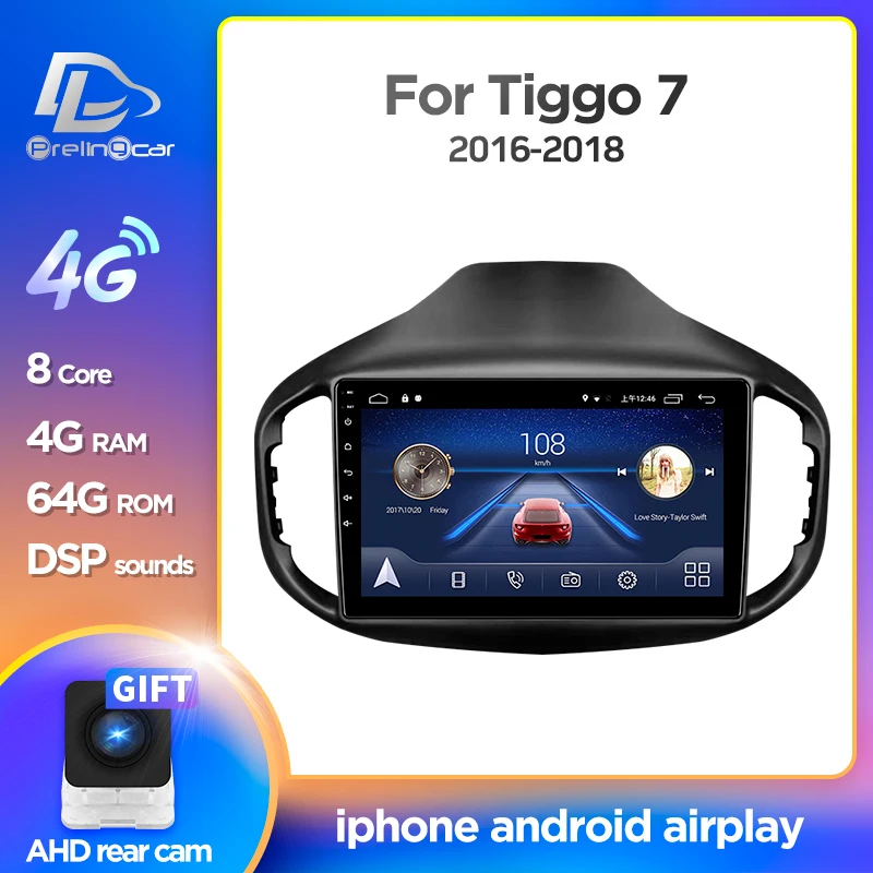 Автомагнитола Prelingcar на Android 9 0 для Chery Tiggo 7 2016 2018 мультимедийный видеоплеер с GPS