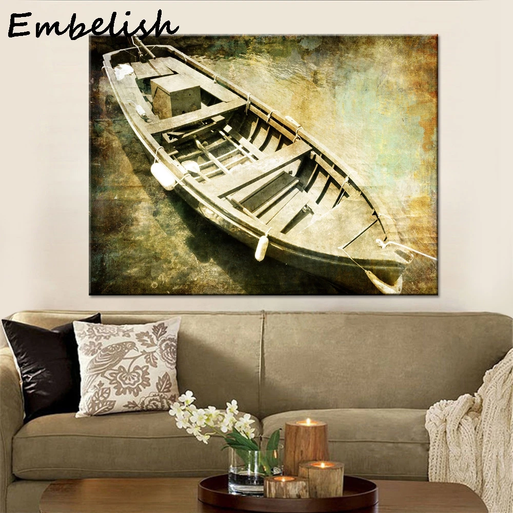 1 Pieces Vintage Boat HD Print Canvas Painting For Living Room Modern Home Decor Pictures Wall Art Ship Posters | Дом и сад