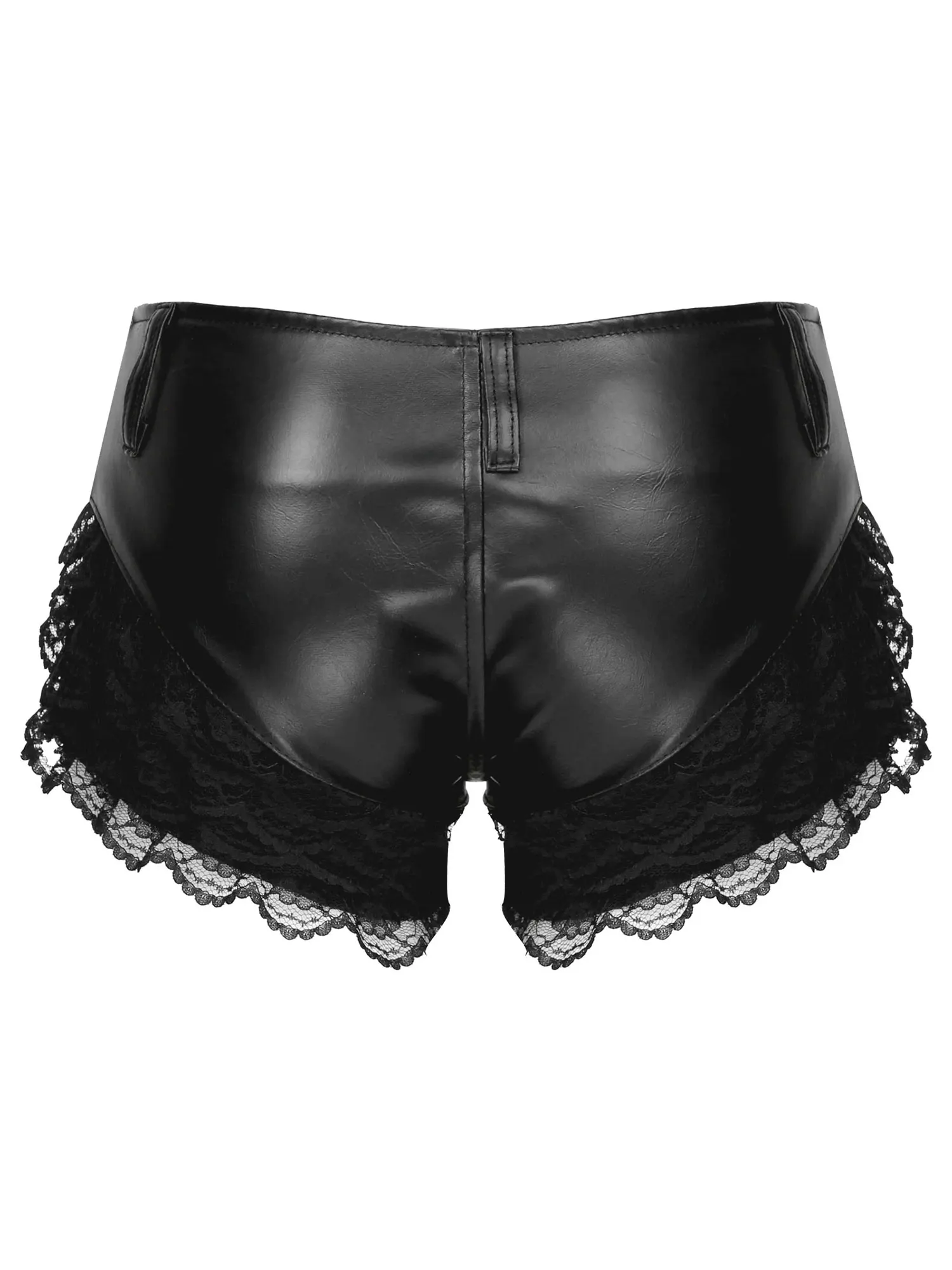 Women High Waist Faux Leather Shorts Sexy Club Slim Solid Black Summer Short Pants Lace Patchwork Elastic Push up PU Shorts