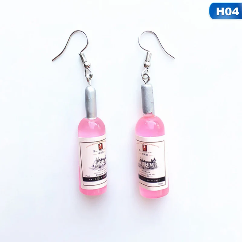 Korean Style New Creative Dangle Earrings Funny Hip Hop Personality Simulation Red Wine Bottle Creative Drop Earrings