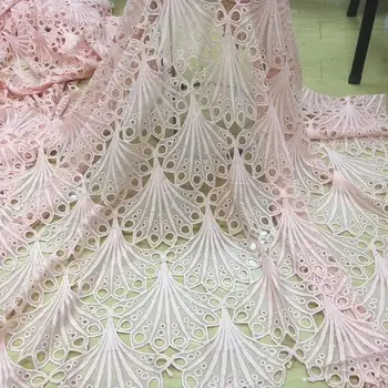 

2019 high quality lace latest embroidery hot selling guipure lace tissu nigerian milk slik mesh lace fabrics 5yards