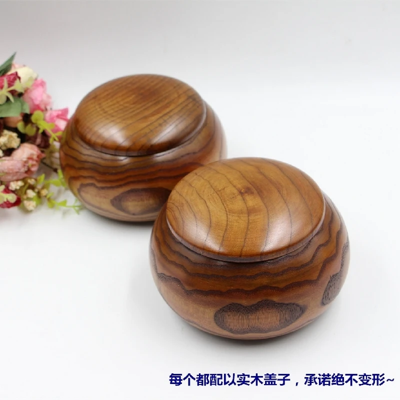 Wooden Go Game Bowls Bamboo Cans Chess Box