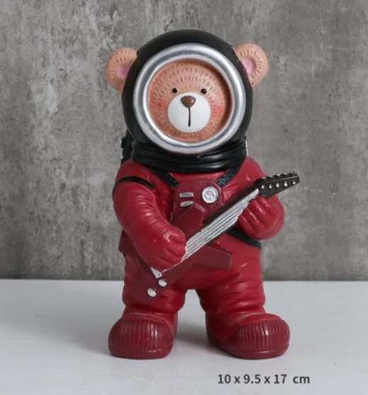 Guitar Red Креативный астронавт украшение для медвежонка ракета медведь смолы ремесла астронавт украшение стола декоративные ремесла лучший подарок - Цвет: Guitar Red