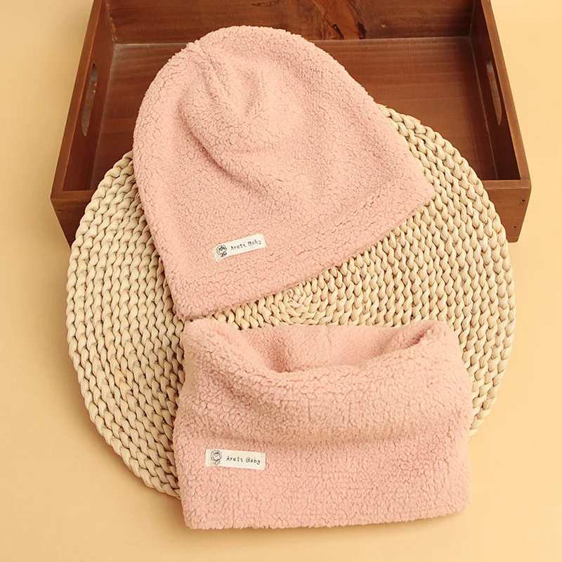 Зимняя детская шапка для мальчиков и девочек, чепчик для новорожденного младенца Baby muts Кепки детская Шапки детская шапочка шапка для новорожденных; хлопковая шапка для детей - Цвет: Pink Scarf Hat