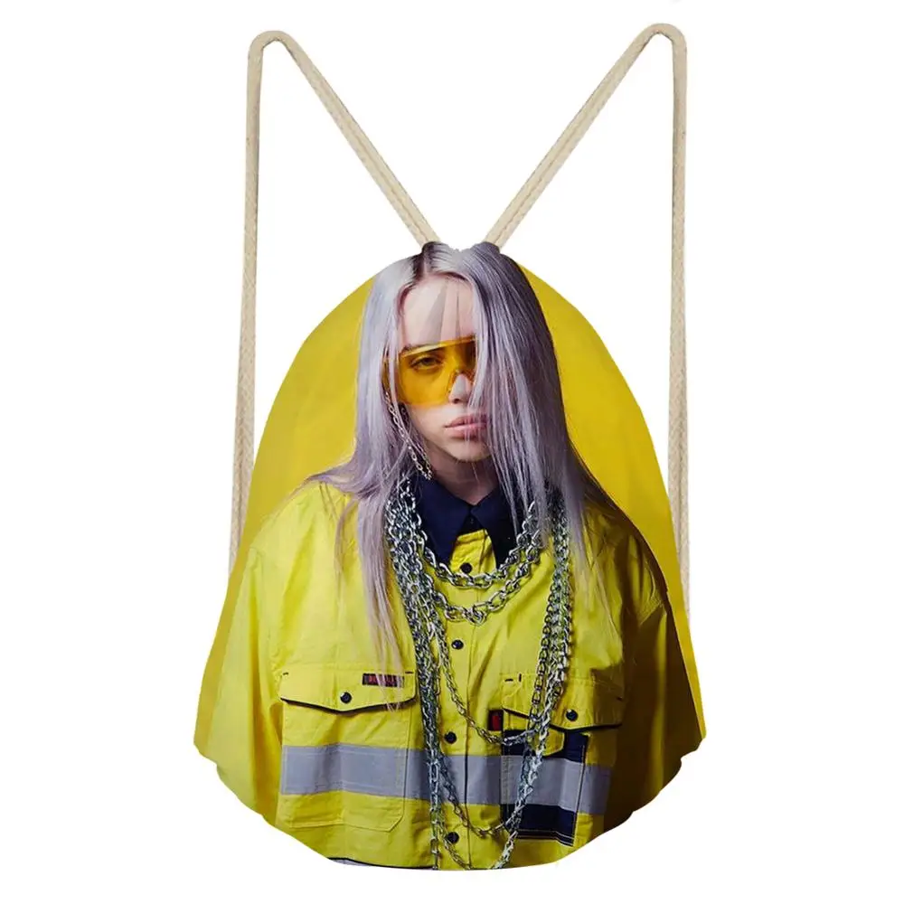 CDGX2043Z3 Крутой Рэппер Billie Eilish Сумки на шнурке для женщин и девочек рюкзак на шнурке Детский рюкзак на шнурке дорожный мешочек для хранения - Цвет: CDGX2043Z3